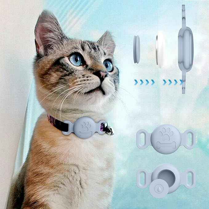 2 Pack Case for Airtag Dog Cat Collar Holder, Soft Silicone Anti-Lost Waterproof Protective Case Compatible with Apple Airtag, for Pet Dog Cat Collars Holder