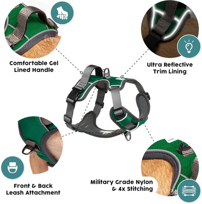 Embark Adventure Dog Harness, Reflective Trim No Pull Dog Harnesses for Small Sized Dogs - Military Grade Nylon, Front Clip with Gel Lined Handle.