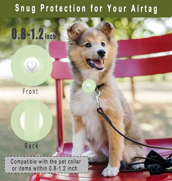 for Airtag Holder for Dog Collar, Cibaabo Silicone Air Tag Case Cover Compatible with Apple Airtags for 0.8-1.2inch Cat Pet Collar Harness Loop