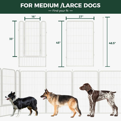 FXW Rollick Unleashed Dog Playpen for Indoor, Yard, RV Camping, 45 inch 24 Panels for Large Dogs, White│Patented