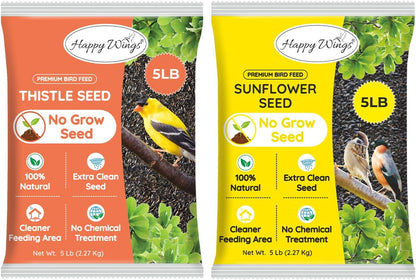 Nyjer Seed & Sunflower Seeds Wild Bird Food Combo - 5 Pound Pack I No Grow Seed I Bird Food for Wild Birds