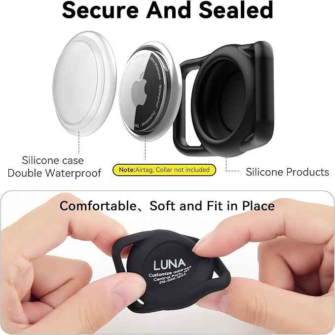 Personalized Dog Collar Holder for AirTag, 2 Pack Upgraded Water Resistant Silicone Case for Pet Collars, Customized with Name and Phone Number Protectors for Dog and Cats Collars