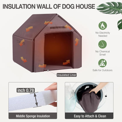 Dog House Outdoor, Weatherproof Wooden Dog Kennel Indoor for Small Medium Large Dogs, 50.87" L Insulated Large Dog Shelter for Winter