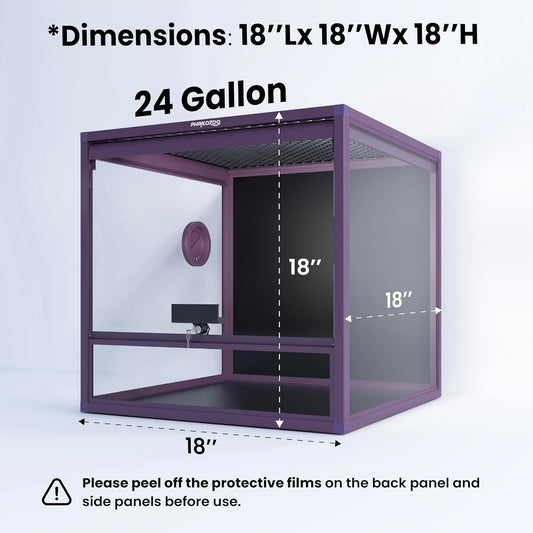 MagicCube 18'' x 18'' x 18'' Reptile Tank with Lock, 24 Gallon Reptile Terrarium with Flip-Up Tempered Glass Door, Top Screen Ventilation for Leopard Gecko - Bottom Not Leakproof - Pawvie