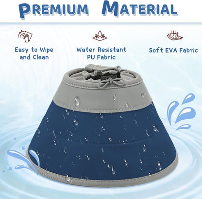 Cat Cone Collar Soft to Stop Licking, Adjustable, Foldable Lightweight Kitten Cones After Surgery Recovery for Cats & Kittens, Cat Cone Alternative (Solid Blue, L)