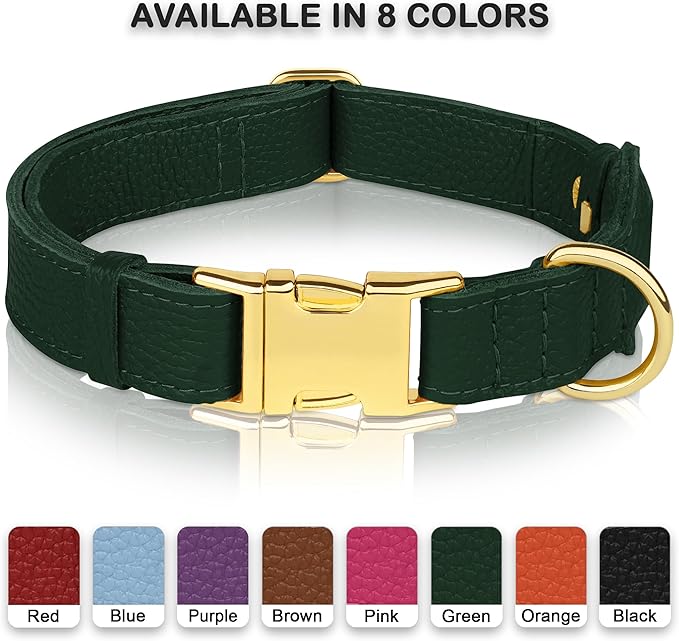 Leather Airtag Dog Collar - Soft Tracking Dog Collar with Apple AirTag Holder and Metal Buckle - Safety GPS Pet Collars for Small Medium Large Dogs Puppy Pink Red (Green, XL, 20"-25" Neck Fit)
