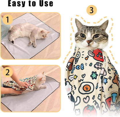21.7" Cat Grooming Wrap,Self-Adherent Cat Wrap for Cutting Nails,Anti-Escape Pet Swaddle for Medicine,Teeth Brushing,Ear Cleaning(Within 6lbs)