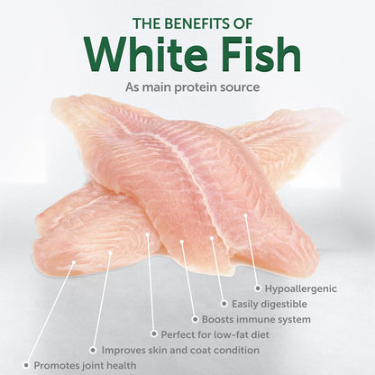 Nature's Protection Superior Care White Dogs Grain-Free Dry Dog Food - High Protein, Tear Stain Dog Food for Small & Mini Breeds Light Coated Adult Dogs, Fresh Pet Meal, White Fish, 3.3 lb
