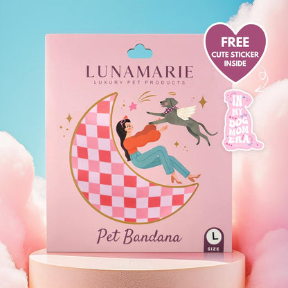 LunaMarie - Luxury Pet Birthday Bandanas -Premium & Silky Poly Fabric | 100% Handmade | Custom Shape Dual Layered (Rebel, Large)