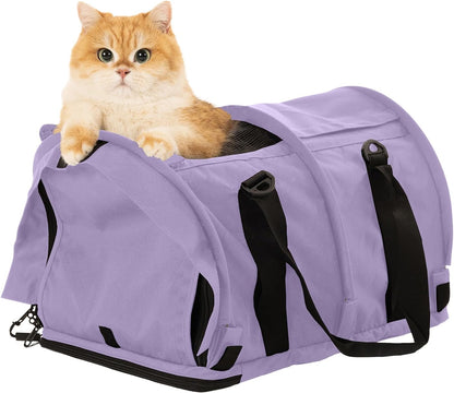SturdiBag Pro 2.0 Pet Travel Carrier for Cats and Dogs | Soft Sided Pet Carrier Bag with Safety Clips and Seatbelt Straps for Car Travel | XL, Lavender - Pawvie
