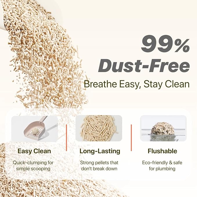 Michu Tofu Cat Litter Gen3 – 100% Natural & Biodegradable Clumping Formula, Fast-Clumping, Odor-Control, Flushable, Low-Tracking, Dust-Free – Value Box, 1 Box=11 lb, Peach