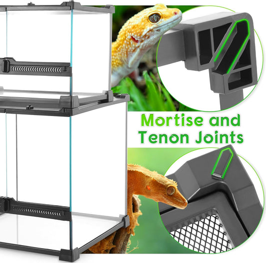 Mini Reptile Glass Terrarium 12"x12"x12" Durable Reptile Habitat Tank with Heat Resistant Aluminum Alloy Frame, Double Swinging Doors with no Jam by Sand and Other Debris - Pawvie