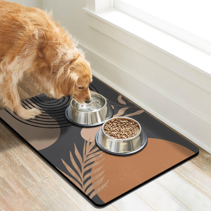 Dog Food Mats for Floors Super Absorbent, Pet Cat Food Mat - Non Slip Dog Bowl Mats for Food and Water, Eco-Friendly Boho Dog Placemats Feeding Mat