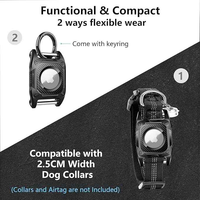 ETACCU Airtag Dog Collar Holder | Airtag Dog Waterproof - Airtag Holder for Dog Collar with Removable Metal Loop, Sturdy TPU, Lightweight, Compact Size (1)