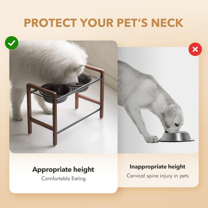 8.7inch Ceramic Adjustable Raised Double Bowls Set with Stand, 3 Heights Elevated, 2 Placement Options,Food and Water Dishes for Large Dog(Double Bowls+Stand, Reactived Glaze -Grey)