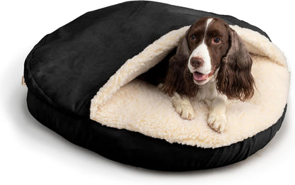 Snoozer Luxury Microsuede Cozy Cave Pet Bed, Small,Black
