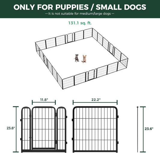 FXW Homeplus Unleashed Indoor Dog Playpen - Stress-Free and Safe Play, Heavy Duty 24 Inch 24 Wire Panels Dog Pen for Puppy and Small Dogs, Black│Patented