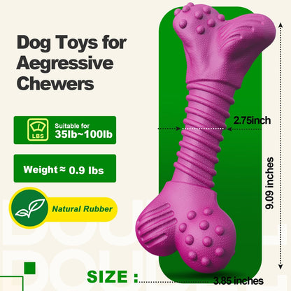 Dog Toys for Aggressive Chewers, Dog Toys for Medium Large Dogs, Natural Rubber Dog Chew Toys with Beef Flavor, Indestructible Chew Toys for Aggressive Chewers (Purple)