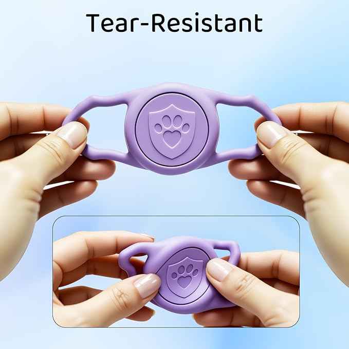 for Airtag Dog Collar Holder – (2 Pack) IP68 Waterproof Dog Air Tag Holder for Dog Collar, Anti-Lost & Durable Silicone Case, Compatible with Apple AirTags (Black & Purple)