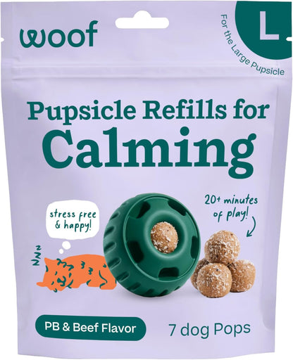 WOOF Pupsicle Refill Pops for Calming - Long-Lasting Refills for The Pupsicle Toy to Promote Calm - Calming Dog Treats - Magnesium for Dogs- Large Pops - 7 Count