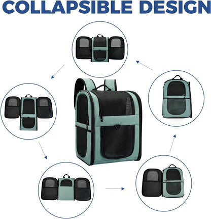 Apollo Walker Dog & Cat Carrier Backpack for 4-15lb Pets - Ventilated Safe Design with Padded Back Support, Breathable Mesh Pet Backpack for Hiking, Travel, Outdoor (Blue)