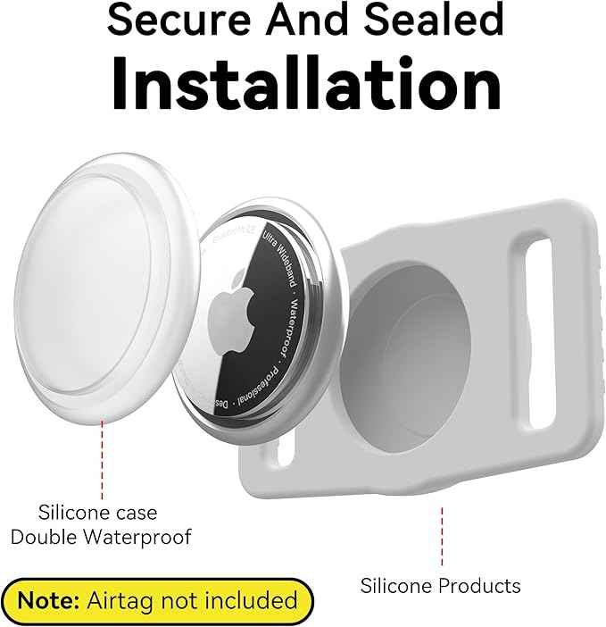 for Airtag Dog Collar Holder 2 Pack,Waterproof Dog Collar Holder for Apple AirTag(Gen 1 & 2),Silicone Air Tags Case for Dog Collars(Light Gray)