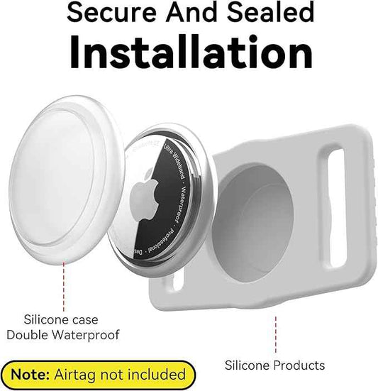 for Airtag Dog Collar Holder 2 Pack,Waterproof Dog Collar Holder for Apple AirTag(Gen 1 & 2),Silicone Air Tags Case for Dog Collars(Light Gray)