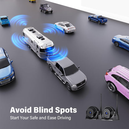 10" Wireless Backup Camera System, HD 1080P Digital Back Up Camera Systems with 10 Inch Quad Split DVR Monitor for Truck, RV, Trailer, W102