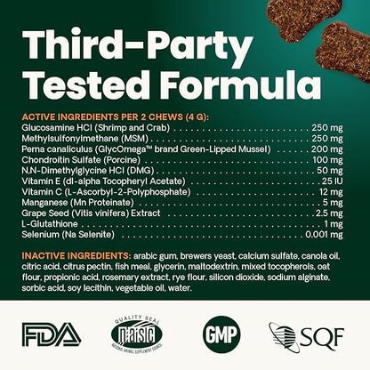 VetriScience Ultimate Strength Healthy Hip & Joint Chews, GlycoFlex Glucosamine, Chondroitin and Green-Lipped Mussel Joint Supplement for Cats, Soothe Joint Discomfort, Fish, 30 Count
