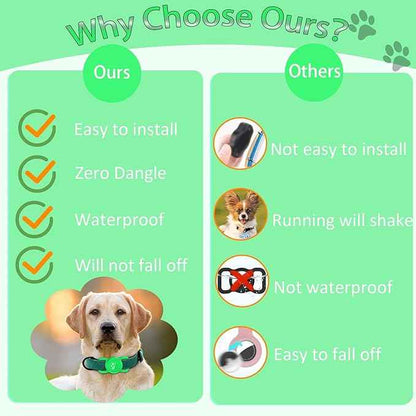 SANKALA Airtag Dog Collar Holder, [1 Pack] Waterproof Dog Airtag Holder, Silicone Full Body Covered Anti-Lost Protective Apple Air Tag Holder for Pet Collar - Fits All Width Collars, Green