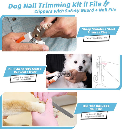 Pet Steam Brush for Dog & Cat – 3-in-1 Spray Hair Removal Comb for Shedding & Grooming Shedding Glove, Flea Comb, Couch Carpet Hair Removal Tool, Nail Toenail Clippers Nail File Shampoo-8PCS