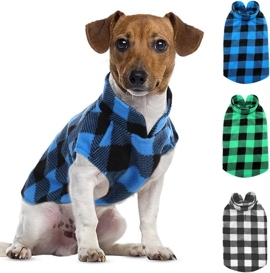 ASENKU Plaid Dog Fleece Vest Pack, Soft & Warm Winter Coat Jacket Pet Clothes for Small & Medium Dogs
