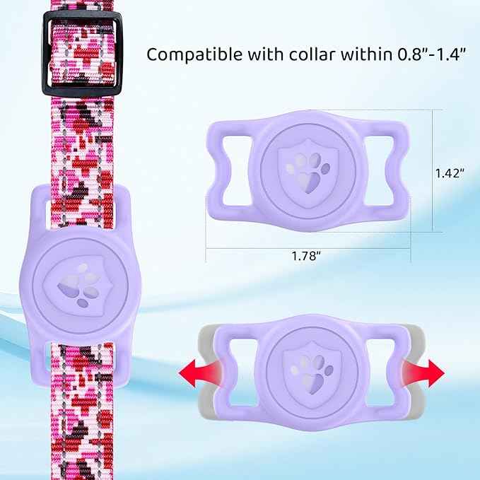 for Airtag Dog Collar Holder – (2 Pack) IP68 Waterproof Dog Air Tag Holder for Dog Collar, Anti-Lost & Durable Silicone Case, Compatible with Apple AirTags (Blue & Purple)