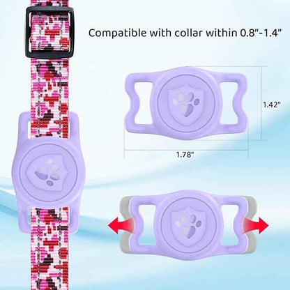 for Airtag Dog Collar Holder – (2 Pack) IP68 Waterproof Dog Air Tag Holder for Dog Collar, Anti-Lost & Durable Silicone Case, Compatible with Apple AirTags (Black & Purple)