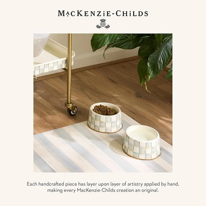 MACKENZIE-CHILDS Pet Bowl, Cute Cat and Dog Bowl for Food and Water, Gray-and-White Sterling Check, Large
