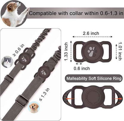 SANKALA Airtag Dog Collar Holder, [1 Pack] Waterproof Dog Airtag Holder, Silicone Full Body Covered Anti-Lost Protective Apple Air Tag Holder for Pet Collar - Fits All Width Collars, Coffee