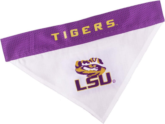 Pets First Collegiate Pet Accessories, Reversible Bandana, LSU Tigers, Large/X-Large