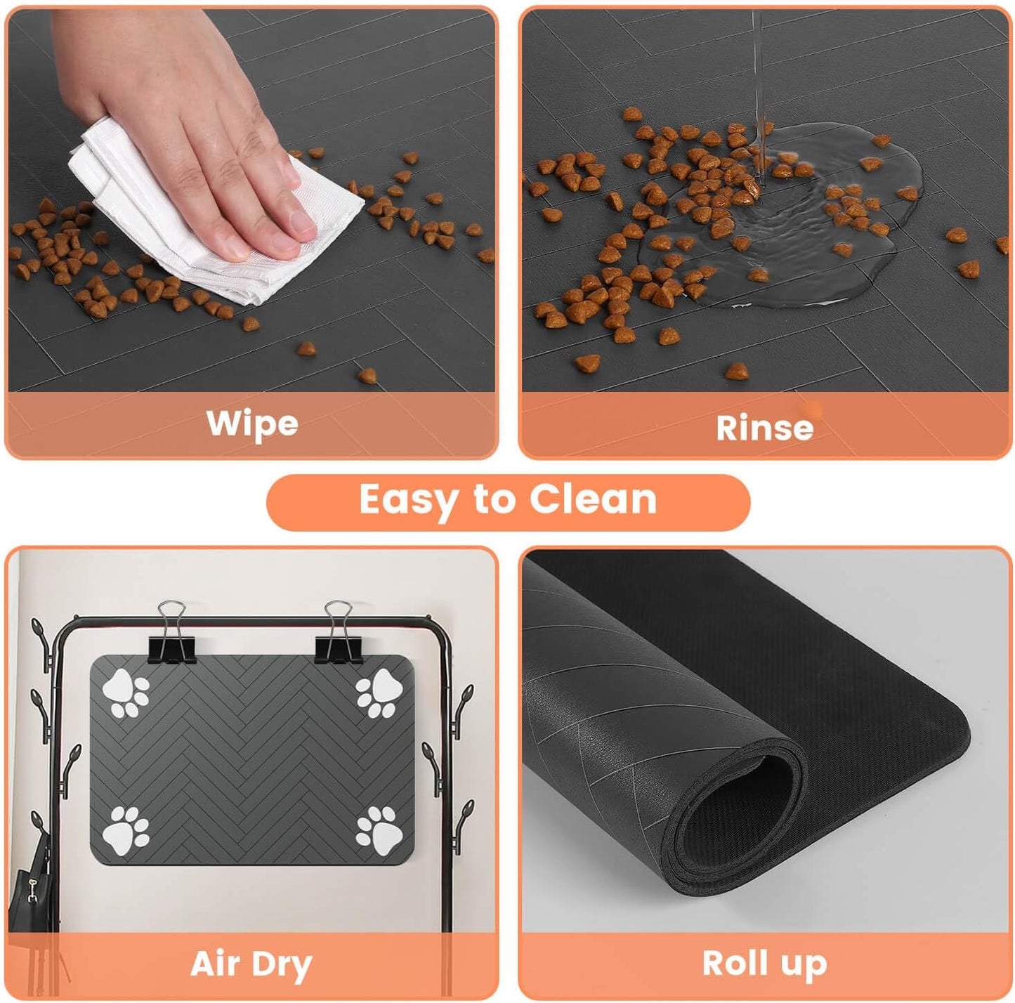 Pet Feeding Mat-Absorbent Pet Placemat for Food and Water Bowl, with Waterproof Rubber Backing, Quick Dry Water Dispenser Mat for Dog and Cat(Christmas, 17"x27")