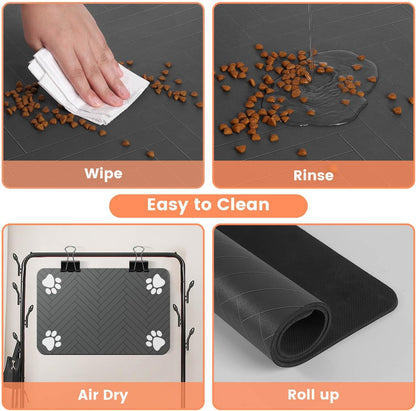 Pet Feeding Mat-Absorbent Pet Placemat for Food and Water Bowl, with Waterproof Rubber Backing, Quick Dry Water Dispenser Mat for Dog and Cat(Christmas, 16"x24")