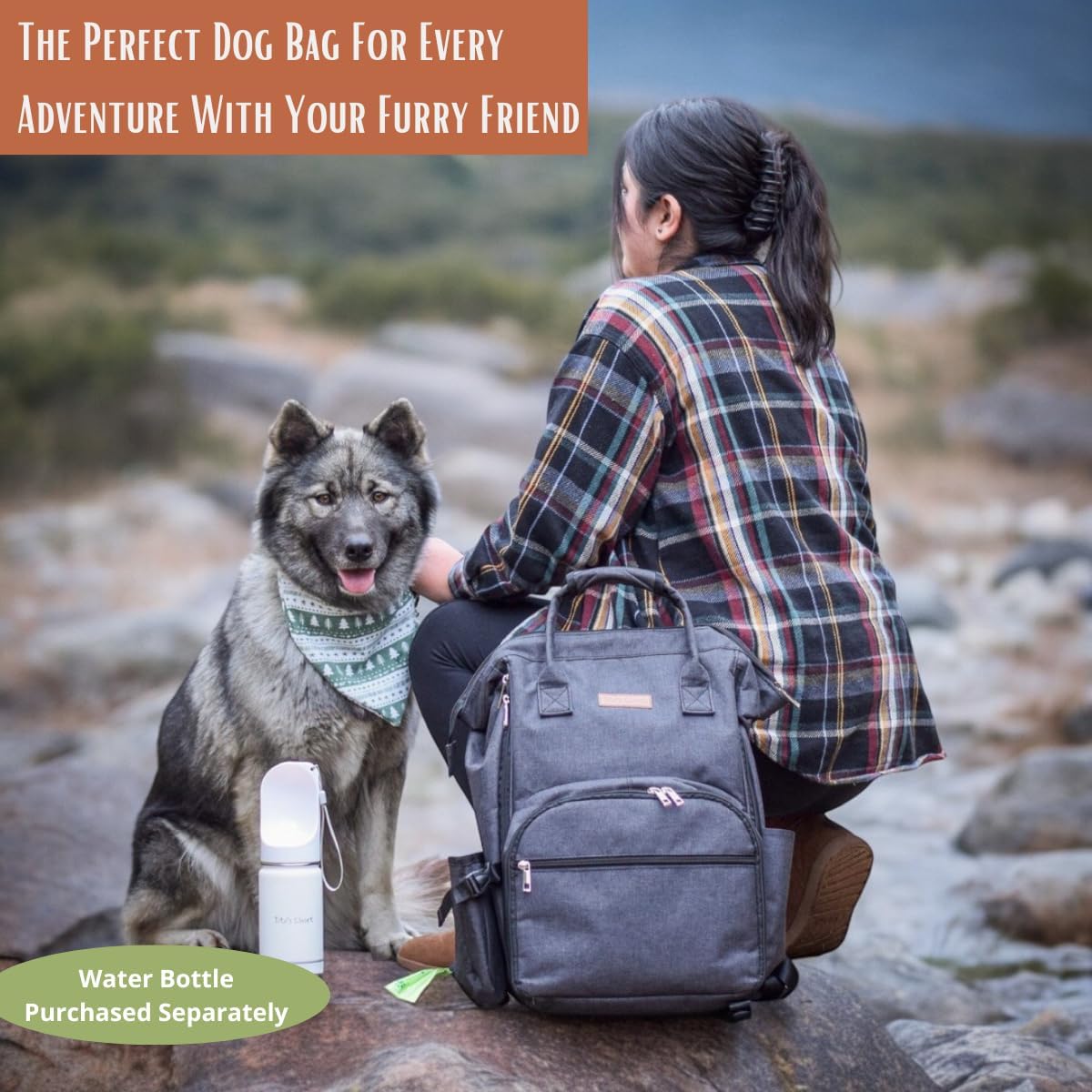 Tito's Closet Dog Travel Bag Includes Dog Travel Accessories 2-Pack Dog Travel Bowl, 2 Dog Food Containers, Dog Treat Bag (Black), DB2024 - Pawvie