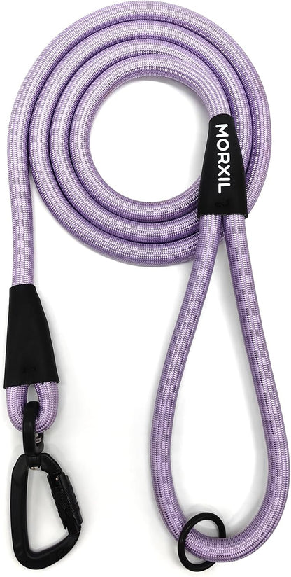 Rope Dog Leash, 6 Foot Heavy Duty Dog Leash with Aviation Aluminum Auto Locking Carabiner, Strong Nylon Pet Lead for Small, Medium, Large Dogs (Purple, 6FT)