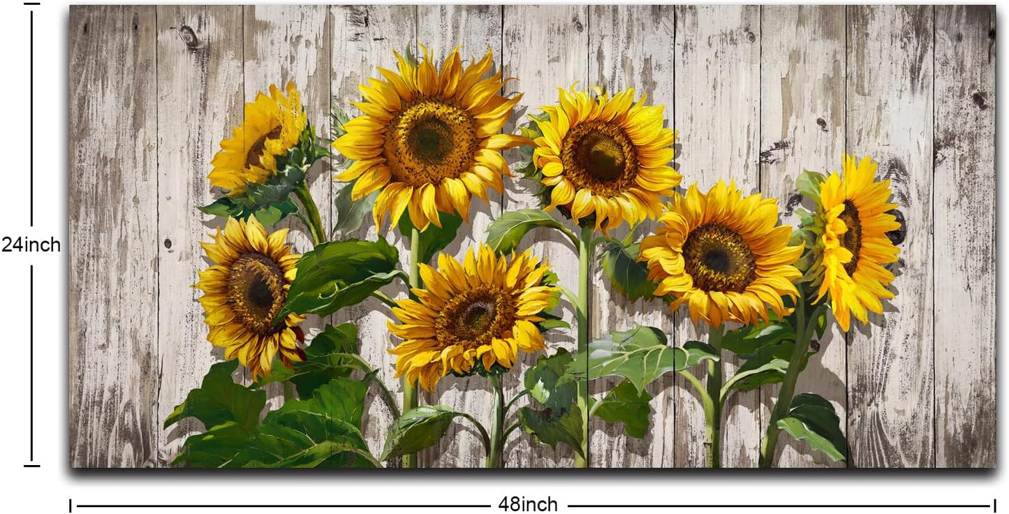 Jiuqinghua Canvas Prints Wall Art Abstract Board Paintings 1 panel Wall Art for Bedroom Rustic Sunflower Kitchen Decor Yellow Vintage Wall Decor Sunflowers Framed for Living Room Bedroom Office