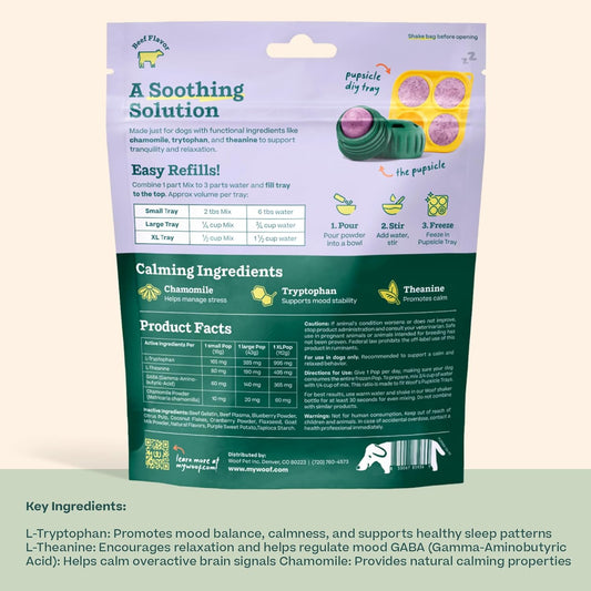 WOOF Dog Pupsicle Mix - Easy-to-Make DIY Pupsicle Refills - Tasty, Healthy Pupsicle Mix - Wholesome Ingredients - Long-Lasting - Calming Mix