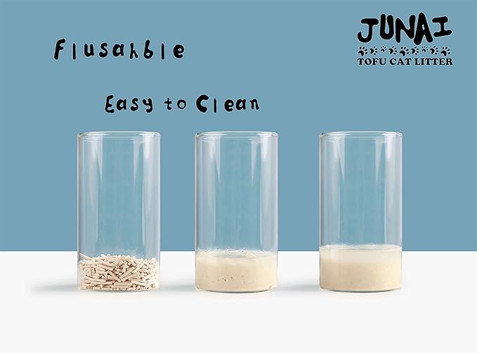 JUNAI Tofu Cat Litter 8 Packs(2.3kg x 8), Original Clumping Cat Litter Pellet Natural Vegan Kitty Litter, Lightweight and Dust Free cat Litter for Multiple Cats, Flushable Biodegradable, Ship from CA