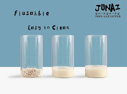 JUNAI Tofu Cat Litter 8 Packs(2.3kg x 8), Original Clumping Cat Litter Pellet Natural Vegan Kitty Litter, Lightweight and Dust Free cat Litter for Multiple Cats, Flushable Biodegradable, Ship from CA