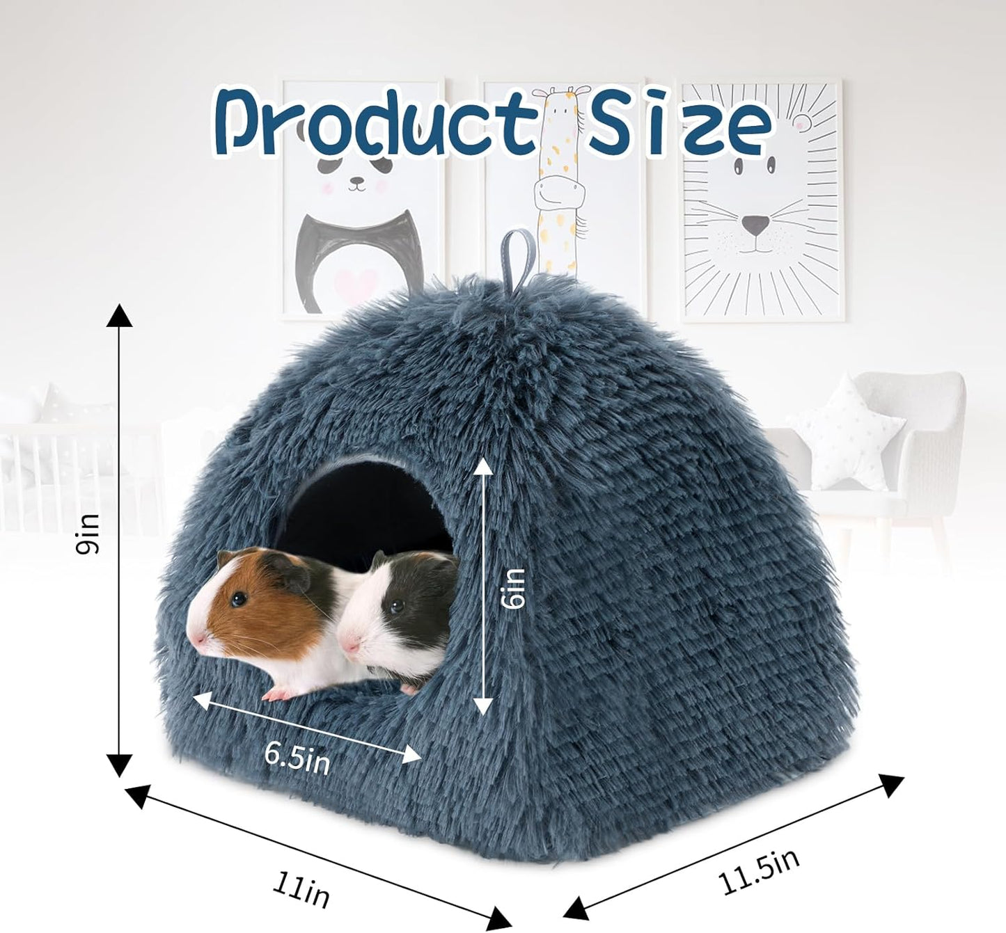 YUEPET Guinea Pig Bed Plush Calming Hideout, Warm Rabbit Hide for Hamsters Hedgehogs Ferrets Dwarf Rabbits and Other Small Animals(Dark Grey)