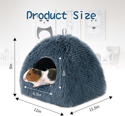 YUEPET Guinea Pig Bed Plush Calming Hideout, Warm Rabbit Hide for Hamsters Hedgehogs Ferrets Dwarf Rabbits and Other Small Animals(Dark Grey)
