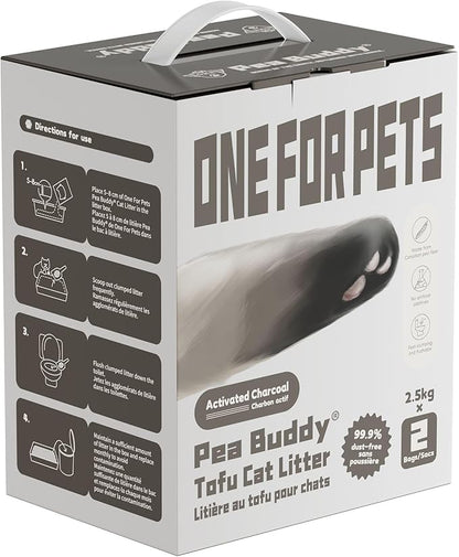 Pea Based Tofu Cat Litter, Dust Free Cat Litter, Low Tracking, and Natural Odor Control, Flushable (2 Bags, Charcoal (Unscented))