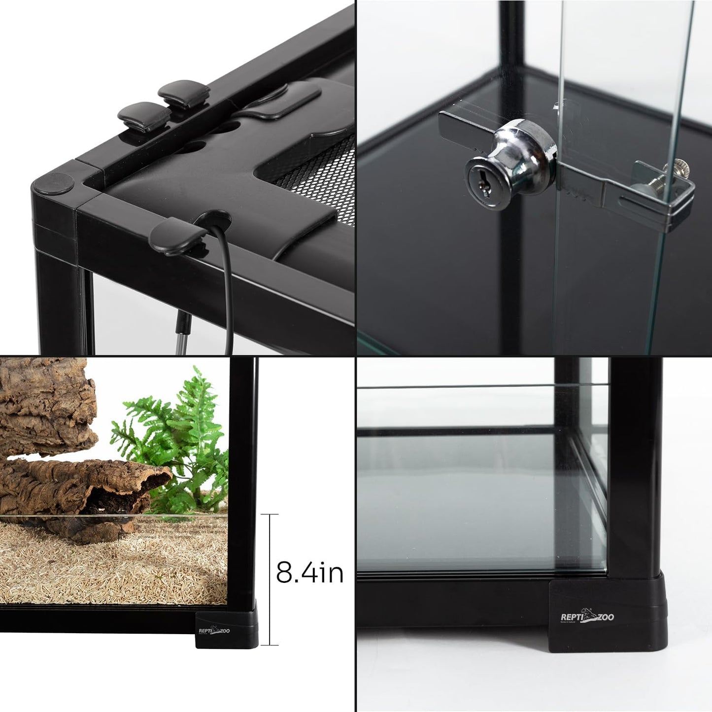 REPTIZOO 135 Gallon Glass Reptile Terrarium Tank, 36" x 18" x 48" Wide & Tall Reptile Terrarium, Chameleon Cage with Sliding Front Door Top Screen Ventilation, Easy Assembly - Pawvie