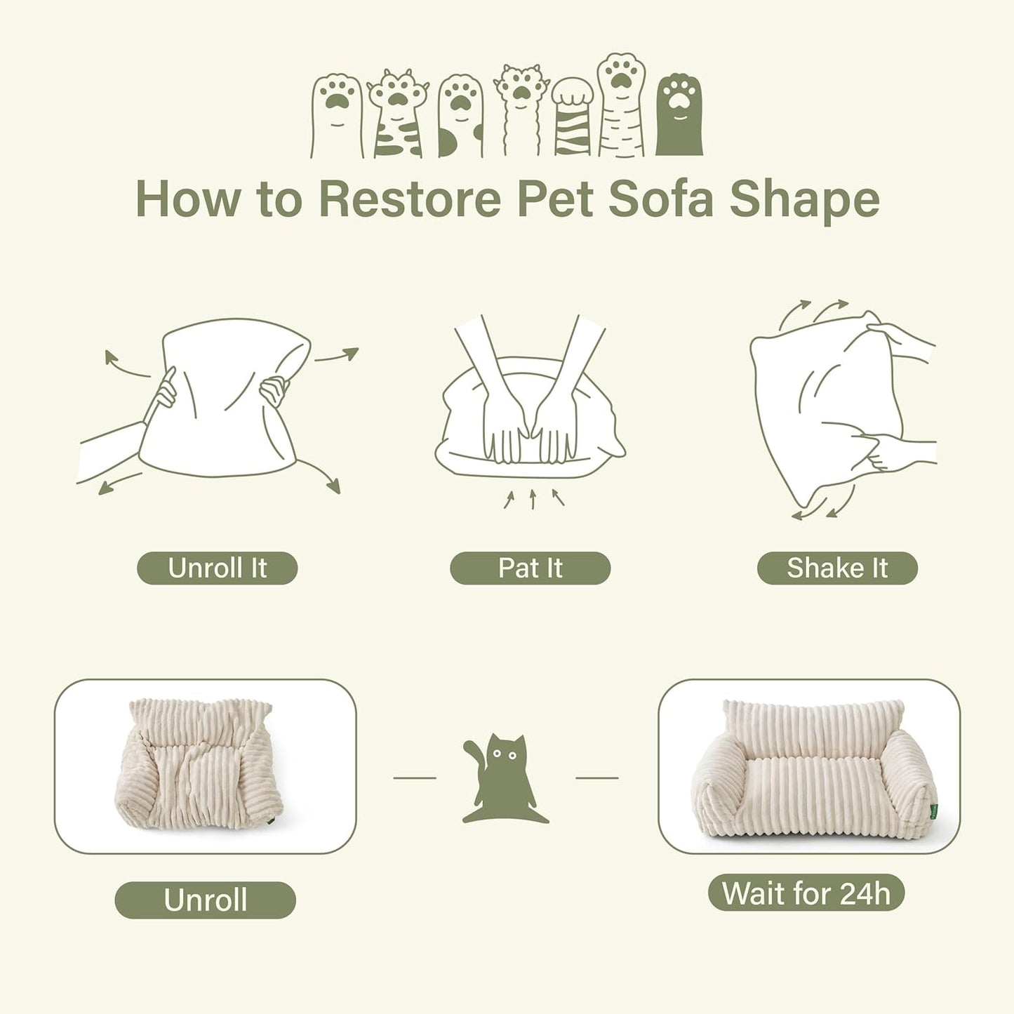 Cute Couch Bed for Pets, Supportive Cat Sofa for Indoor Cats, Small Dog Sofa Bed for Small Dogs, Blue, 24 inches